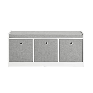 Panca scarpiera Cassapanca da Interno Mobile Bagno con 3 cesti Bianco e Grigio L102*P32*A45cm FSR65-DG
