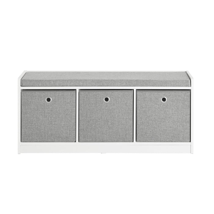 Panca scarpiera Cassapanca da Interno Mobile Bagno con 3 cesti Bianco e Grigio L102*P32*A45cm FSR65-DG