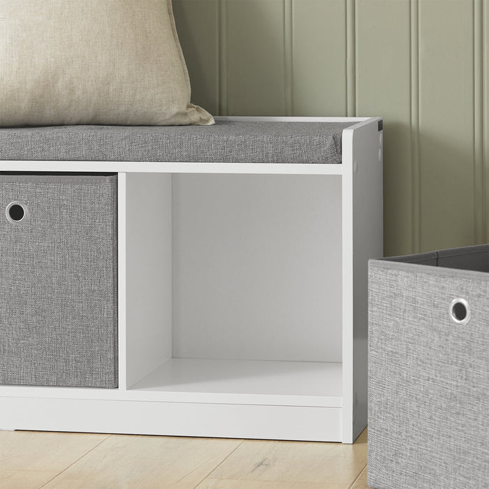 Panca scarpiera Cassapanca da Interno Mobile Bagno con 3 cesti Bianco e Grigio L102*P32*A45cm FSR65-DG