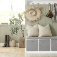 Panca scarpiera Cassapanca da Interno Mobile Bagno con 3 cesti Bianco e Grigio L102*P32*A45cm FSR65-DG