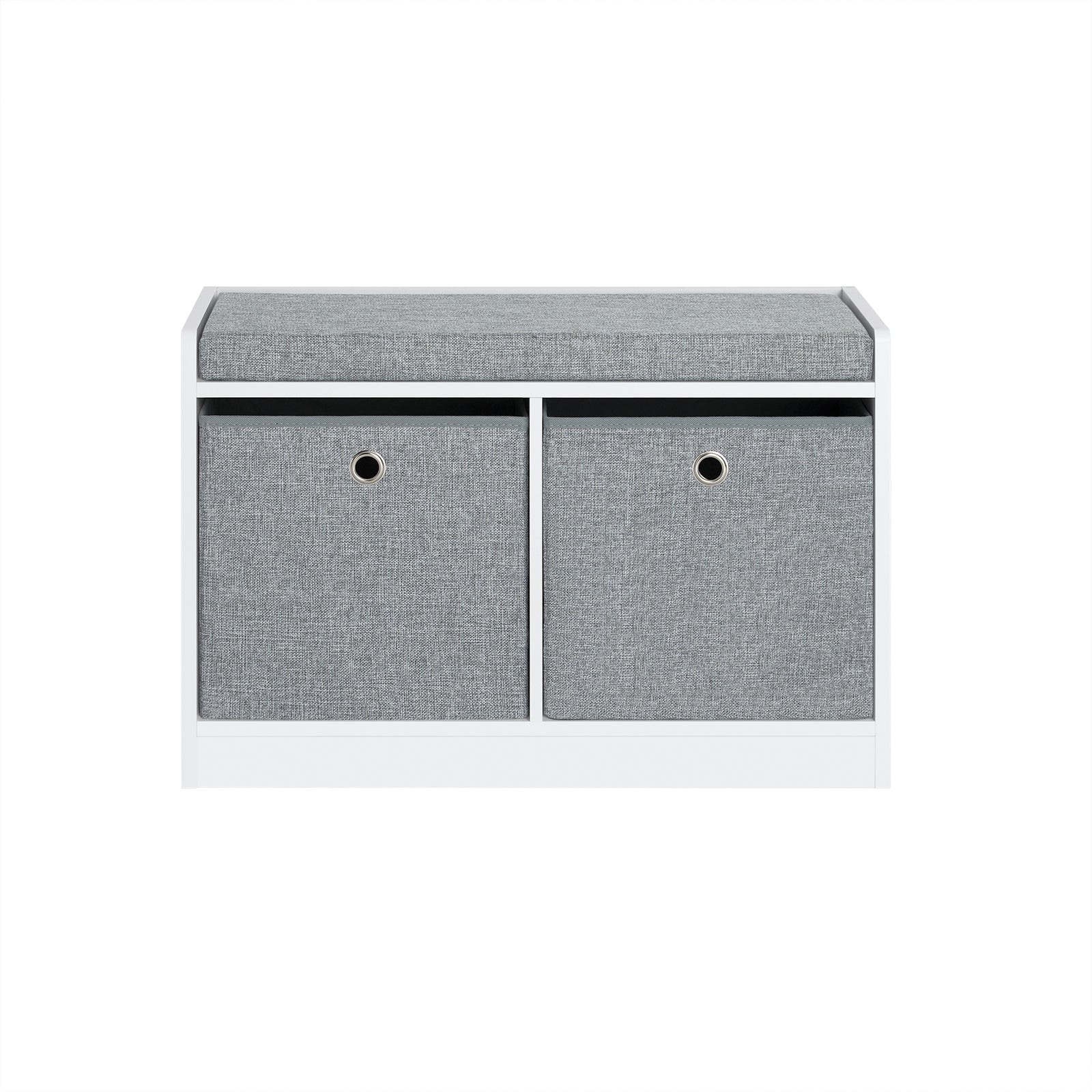 Panca scarpiera Cassapanca da Interno Mobile Bagno con 2 cestini Bianco e Grigio L68*P32*A45cm FSR65-K-DG