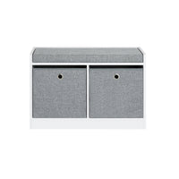 Panca scarpiera Cassapanca da Interno Mobile Bagno con 2 cestini Bianco e Grigio L68*P32*A45cm FSR65-K-DG