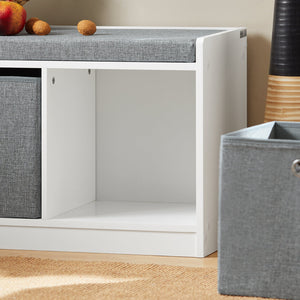 Panca scarpiera Cassapanca da Interno Mobile Bagno con 2 cestini Bianco e Grigio L68*P32*A45cm FSR65-K-DG