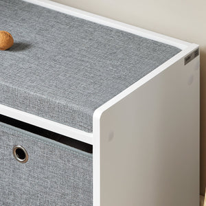 Panca scarpiera Cassapanca da Interno Mobile Bagno con 2 cestini Bianco e Grigio L68*P32*A45cm FSR65-K-DG