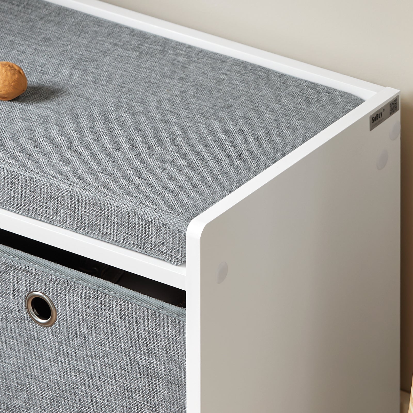 Panca scarpiera Cassapanca da Interno Mobile Bagno con 2 cestini Bianco e Grigio L68*P32*A45cm FSR65-K-DG