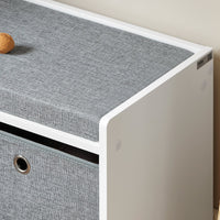 Panca scarpiera Cassapanca da Interno Mobile Bagno con 2 cestini Bianco e Grigio L68*P32*A45cm FSR65-K-DG