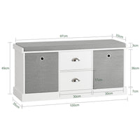 Panca scarpiera Cassapanca da Interno Mobile Bagno con 2 cassetti e 2 cesti L96*P33*A50cm FSR66-HG SoBuy