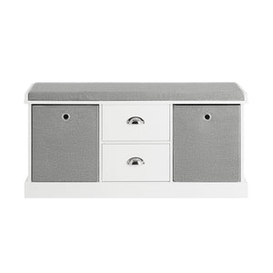 Panca scarpiera Cassapanca da Interno Mobile Bagno con 2 cassetti e 2 cesti L96*P33*A50cm FSR66-HG SoBuy