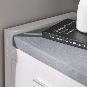 Cassapanca Bianca Contenitore Panca camere da Letto Seduta con Cuscino 2 cassetti con Guide Bianco L100*P40*A40cm FSR74-W