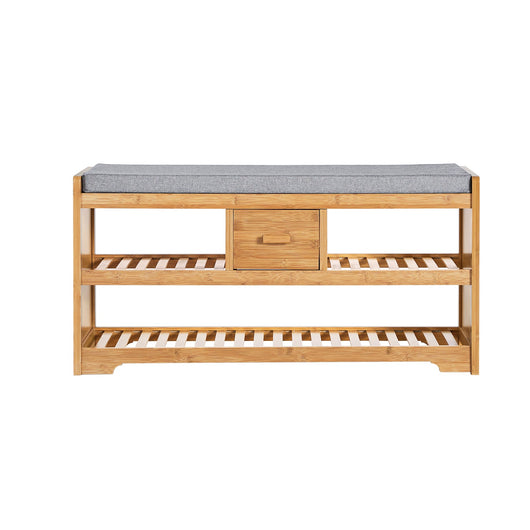 Scarpiera Panca Ingresso Cassapanca Legno massello di bambù L91*P34*A45 cm FSR75-N