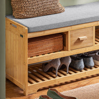 Scarpiera Panca Ingresso Cassapanca Legno massello di bambù L91*P34*A45 cm FSR75-N