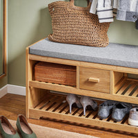 Scarpiera Panca Ingresso Cassapanca Legno massello di bambù L91*P34*A45 cm FSR75-N