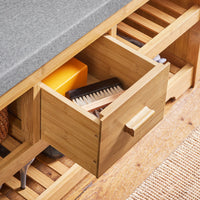 Scarpiera Panca Ingresso Cassapanca Legno massello di bambù L91*P34*A45 cm FSR75-N