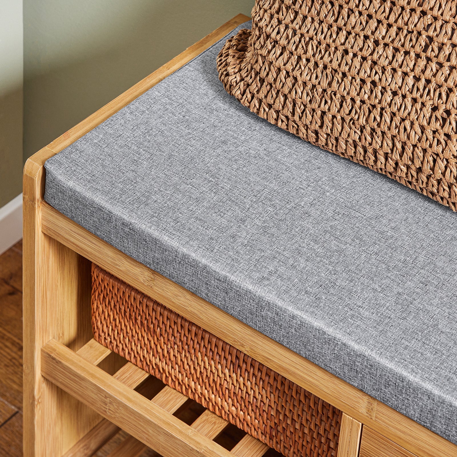 Scarpiera Panca Ingresso Cassapanca Legno massello di bambù L91*P34*A45 cm FSR75-N