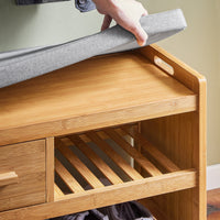 Scarpiera Panca Ingresso Cassapanca Legno massello di bambù L91*P34*A45 cm FSR75-N