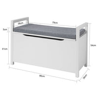 Panca Contenitore Ingresso con Cuscino e braccioliL86*P38*A41 cm. FSR76-W