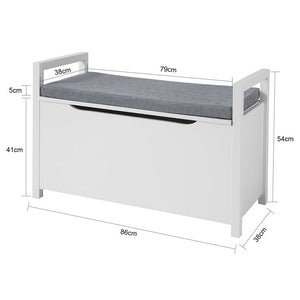 Panca Contenitore Ingresso con Cuscino e braccioliL86*P38*A41 cm. FSR76-W