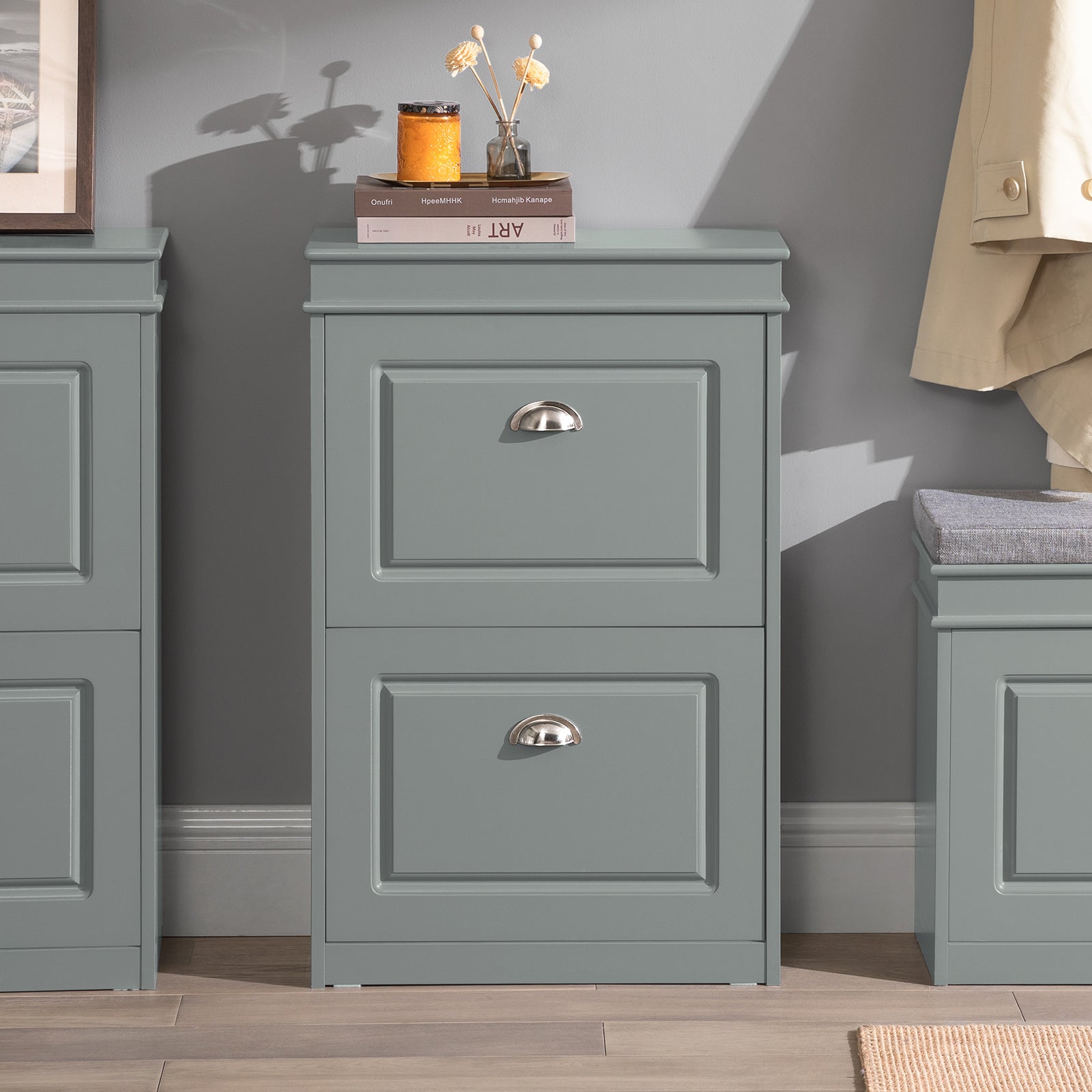 Scarpiera Salvaspazio Slim Portascarpe Salvaspazio Regolabili 54x24x83cm Grigio FSR78-HG