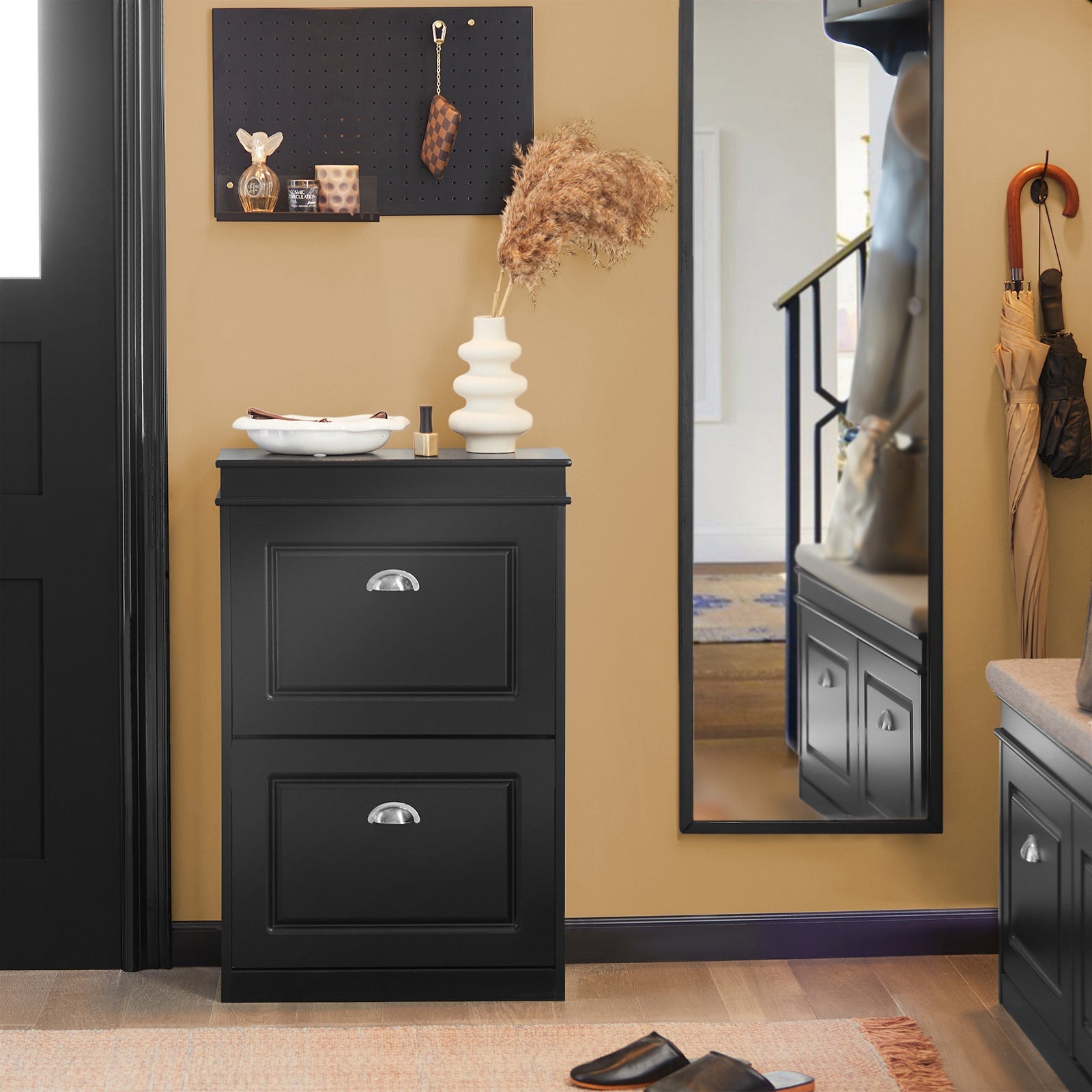 Scarpiera Salvaspazio Slim Portascarpe Salvaspazio Regolabili 54x24x83cm Nero FSR78-SCH