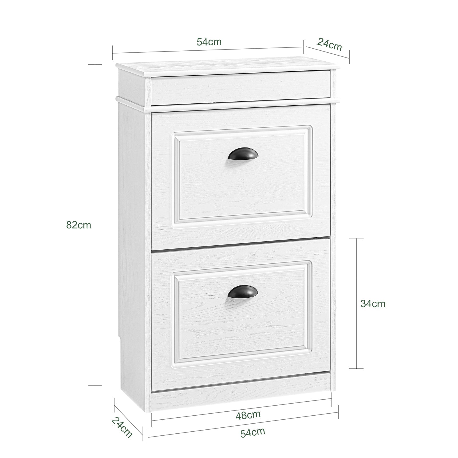SoBuy FSR78-WG Scarpiera Salvaspazio Slim Mobiletto da Ingresso con 2 Ante a Ribalta Armadio Portascarpe Scarpiera Moderna per Ingresso, Corridoio o Camera 54x24x82cm Effetto Legno Invecchiato Bianco