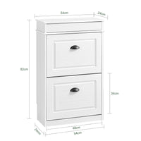 SoBuy FSR78-WG Scarpiera Salvaspazio Slim Mobiletto da Ingresso con 2 Ante a Ribalta Armadio Portascarpe Scarpiera Moderna per Ingresso, Corridoio o Camera 54x24x82cm Effetto Legno Invecchiato Bianco