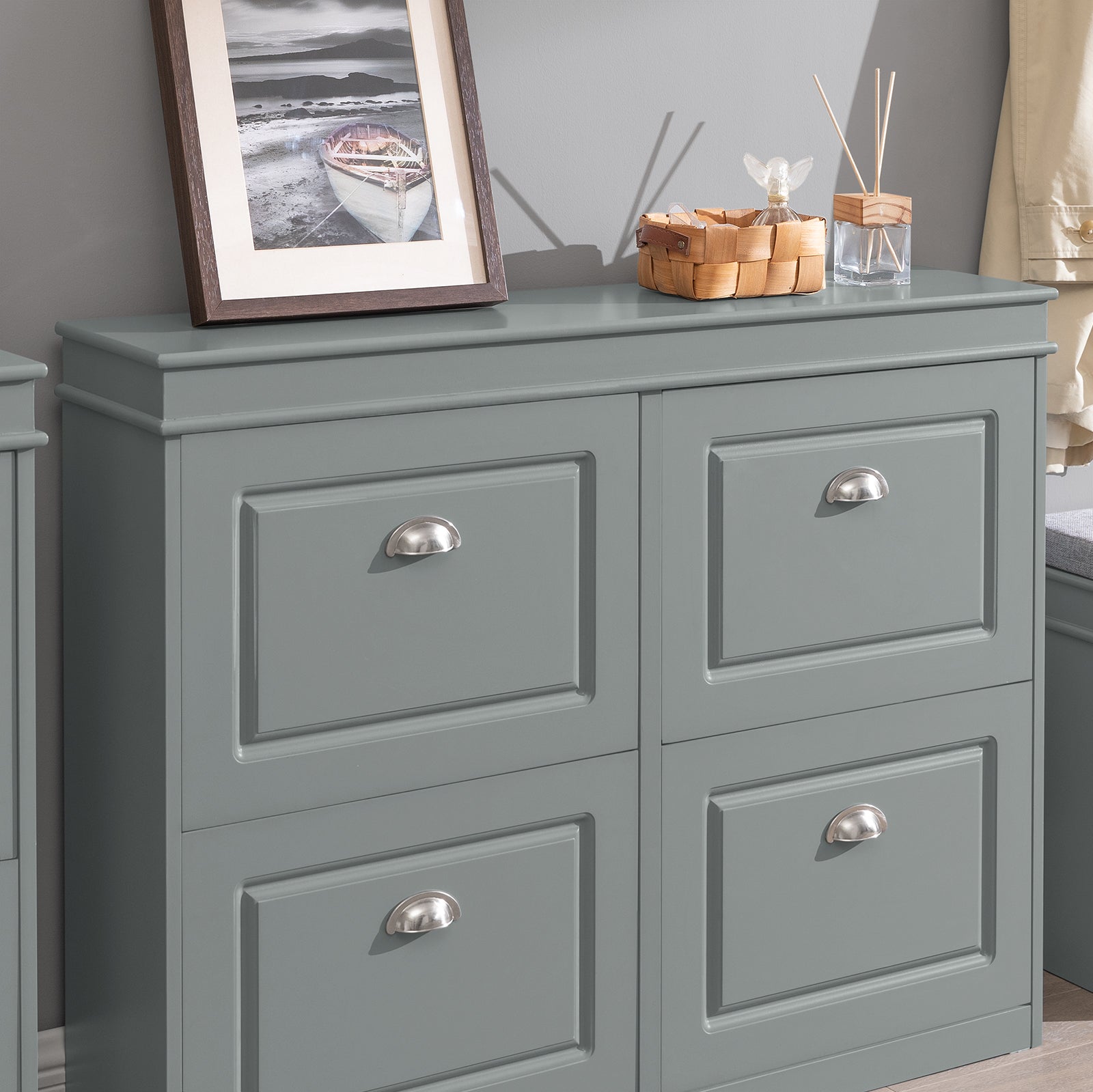 Scarpiera salvaspazio Slim Mobili per Scarpe Serie Scarpiere 105x24x83cm Grigio FSR79-HG