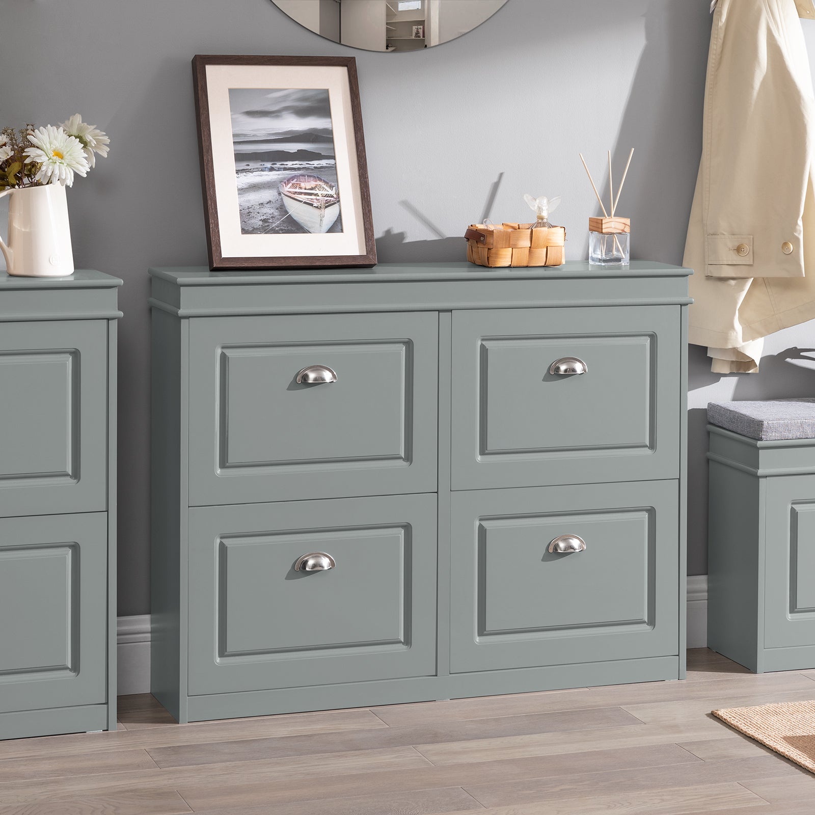 Scarpiera salvaspazio Slim Mobili per Scarpe Serie Scarpiere 105x24x83cm Grigio FSR79-HG