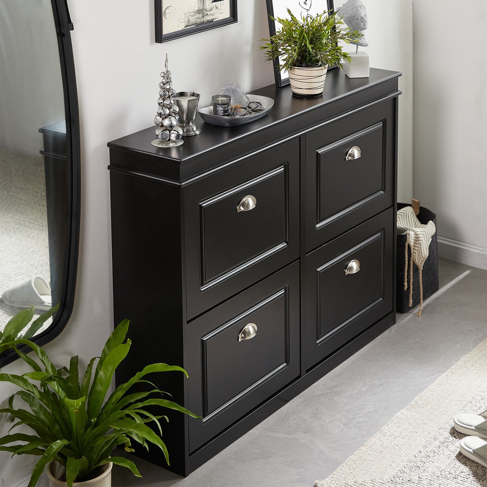 Scarpiera salvaspazio Slim Mobili per Scarpe Serie Scarpiere 105x24x83cm Nero FSR79-SCH