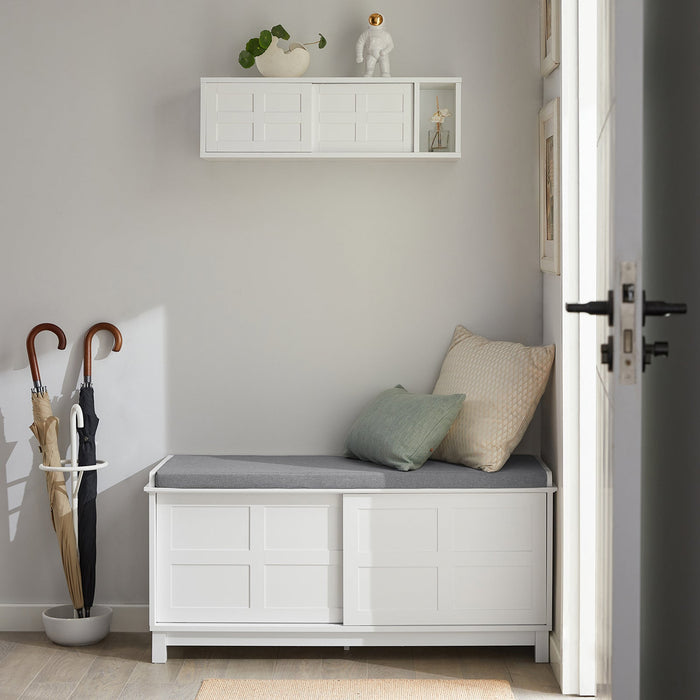 Scarpiera con Ante Scorrevoli Scarpiera Panca Portascarpe Panca ingresso Portascarpe con Cuscino 114x40x53 FSR86-W