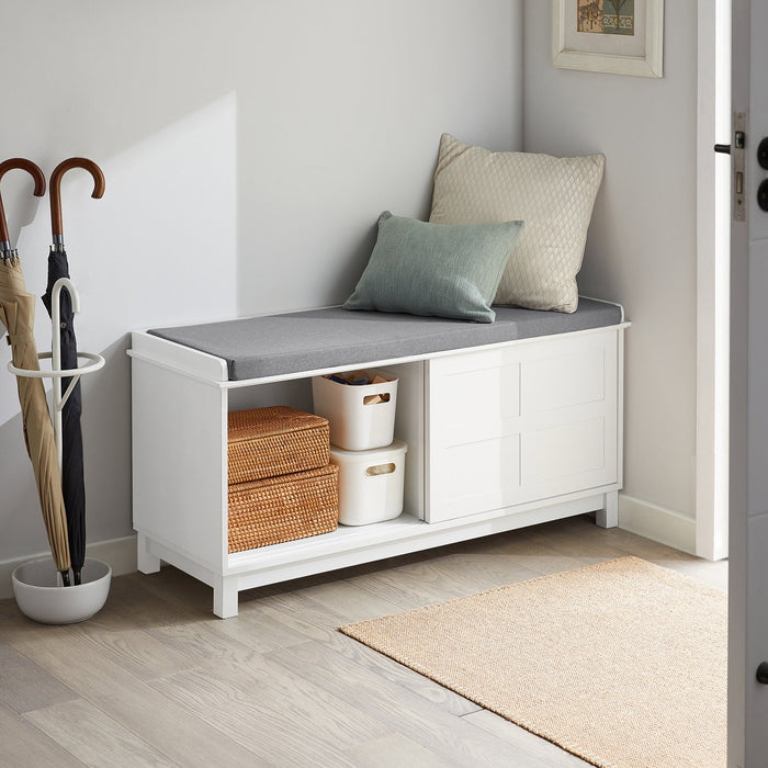Scarpiera con Ante Scorrevoli Scarpiera Panca Portascarpe Panca ingresso Portascarpe con Cuscino 114x40x53 FSR86-W