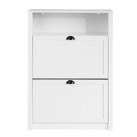 Scarpiera con 2 ante e 4 ripiani con scomparto aggiuntivo per scarpe L80*P24*A110 cm Bianco FSR87-W SoBuy