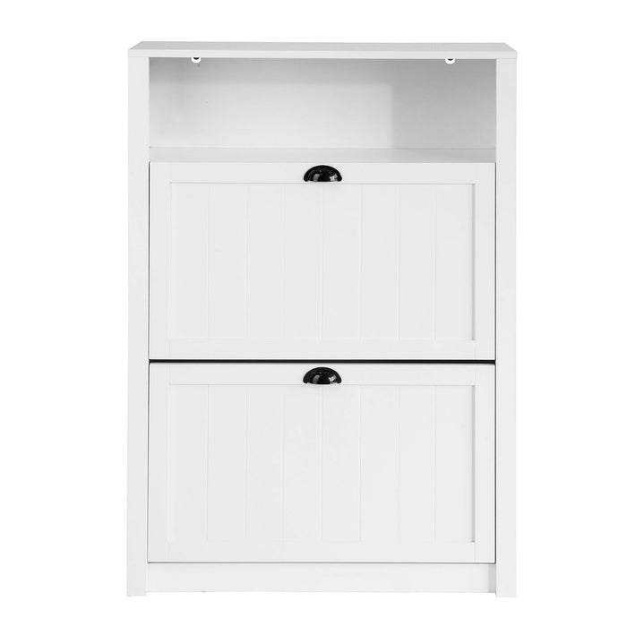 Scarpiera con 2 ante e 4 ripiani con scomparto aggiuntivo per scarpe L80*P24*A110 cm Bianco FSR87-W SoBuy