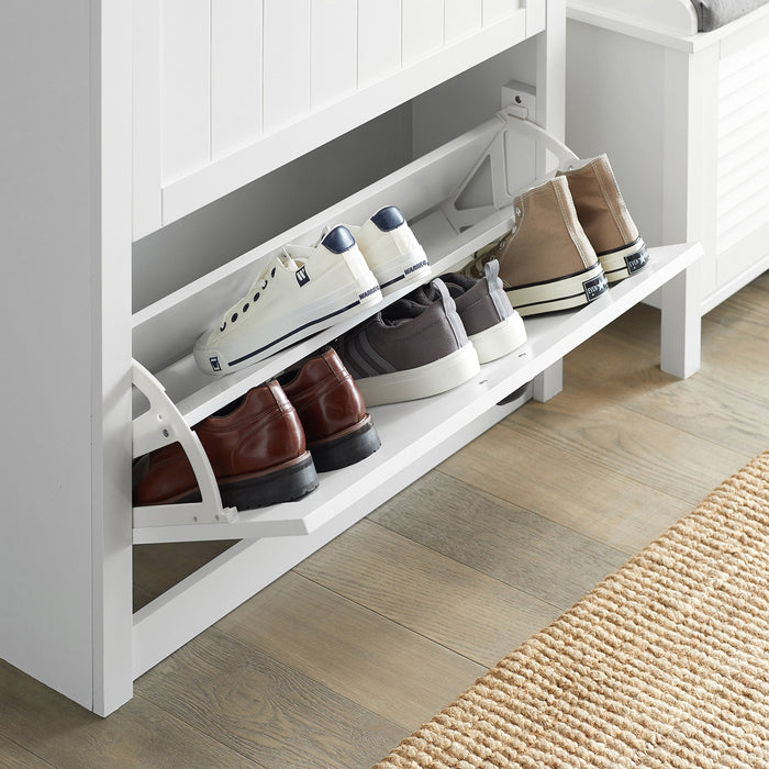 Scarpiera con 2 ante e 4 ripiani con scomparto aggiuntivo per scarpe L80*P24*A110 cm Bianco FSR87-W SoBuy