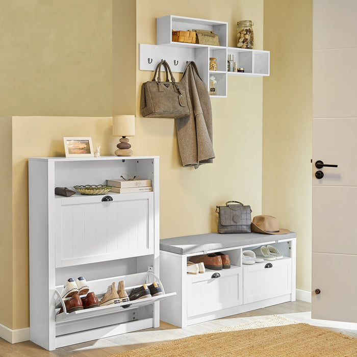 Scarpiera con 2 ante e 4 ripiani con scomparto aggiuntivo per scarpe L80*P24*A110 cm Bianco FSR87-W SoBuy