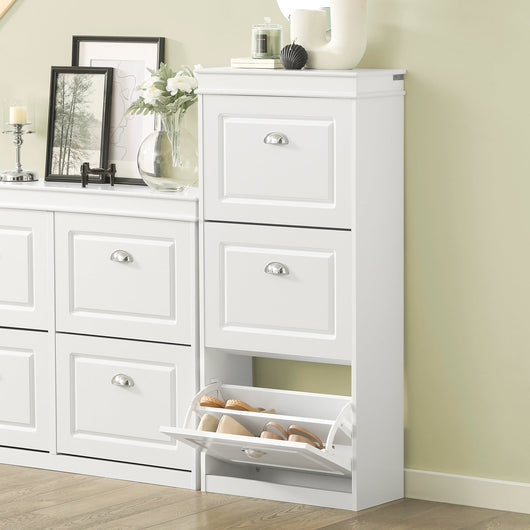 Scarpiera salvaspazio Slim con 3 ante Portascarpe Salvaspazio Regolabili 52x23x117cm Bianco FSR94-W