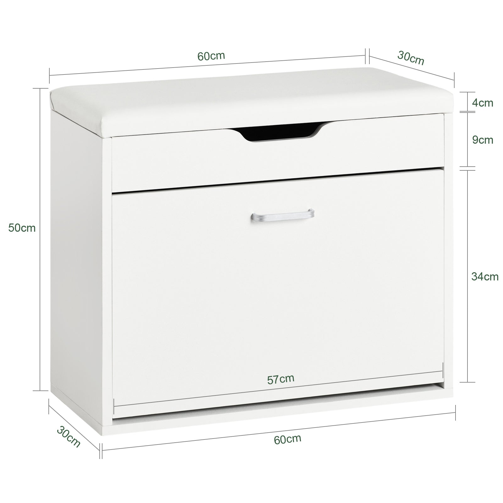 Scarpiera Salvaspazio Slim, Portascarpe Salvaspazio Regolabili,Scarpiere,Scarpiera Pieghevole L60*P30*A50 Cm, Bianco FSR95-W SoBuy