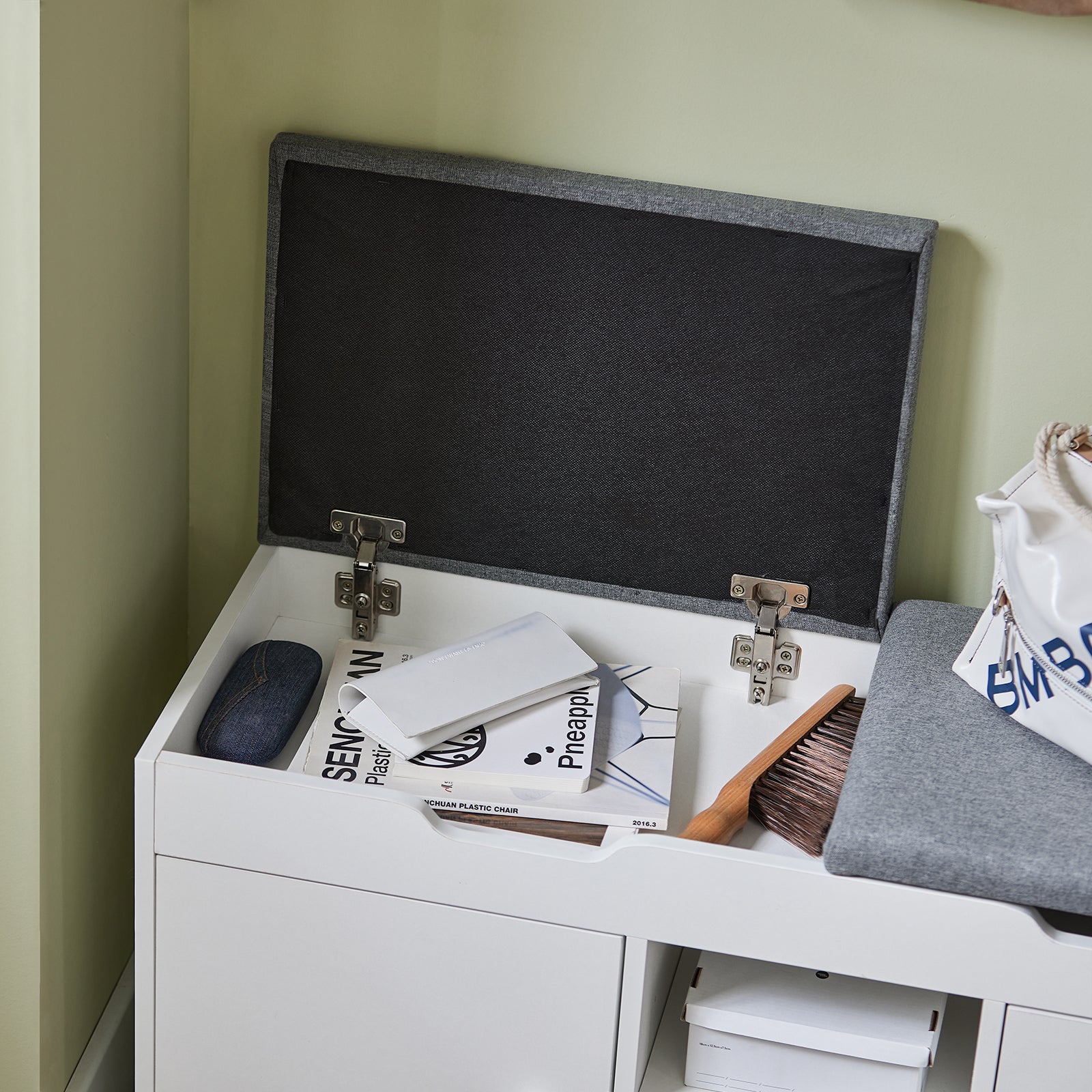 Scarpiera da Ingresso Cassapanca Portascarpe con Cuscino  FSR96-W