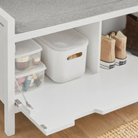 Mobile scarpiera Panca Ingresso Panca con cuscino seduta cassapanca Contenitore Moderna L91*P30*A50 cm, FSR97-W