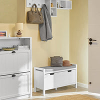 Mobile scarpiera Panca Ingresso Panca con cuscino seduta cassapanca Contenitore Moderna L91*P30*A50 cm, FSR97-W