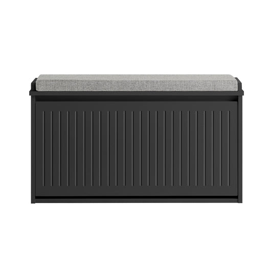 Scarpiera da Ingresso Scarpiera con ribalta Cassapanca Portascarpe con cuscino,Nero, L62xP25xA46cm FSR98-SCH