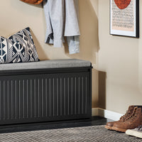 Scarpiera da Ingresso Scarpiera con ribalta Cassapanca Portascarpe con cuscino,Nero, L62xP25xA46cm FSR98-SCH