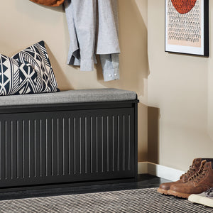 Scarpiera da Ingresso Scarpiera con ribalta Cassapanca Portascarpe con cuscino,Nero, L62xP25xA46cm FSR98-SCH