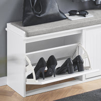 Scarpiera con patta e cuscino per scarpe, 100x46x26cm colore bianco FSR98-XL-W