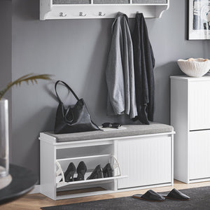 Scarpiera con patta e cuscino per scarpe, 100x46x26cm colore bianco FSR98-XL-W