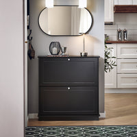 Scarpiera Slim con 2 ante e 2 ripiani Salvaspazio Nero 76x18x79cm FSR99-SCH