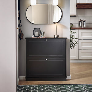 Scarpiera Slim con 2 ante e 2 ripiani Salvaspazio Nero 76x18x79cm FSR99-SCH