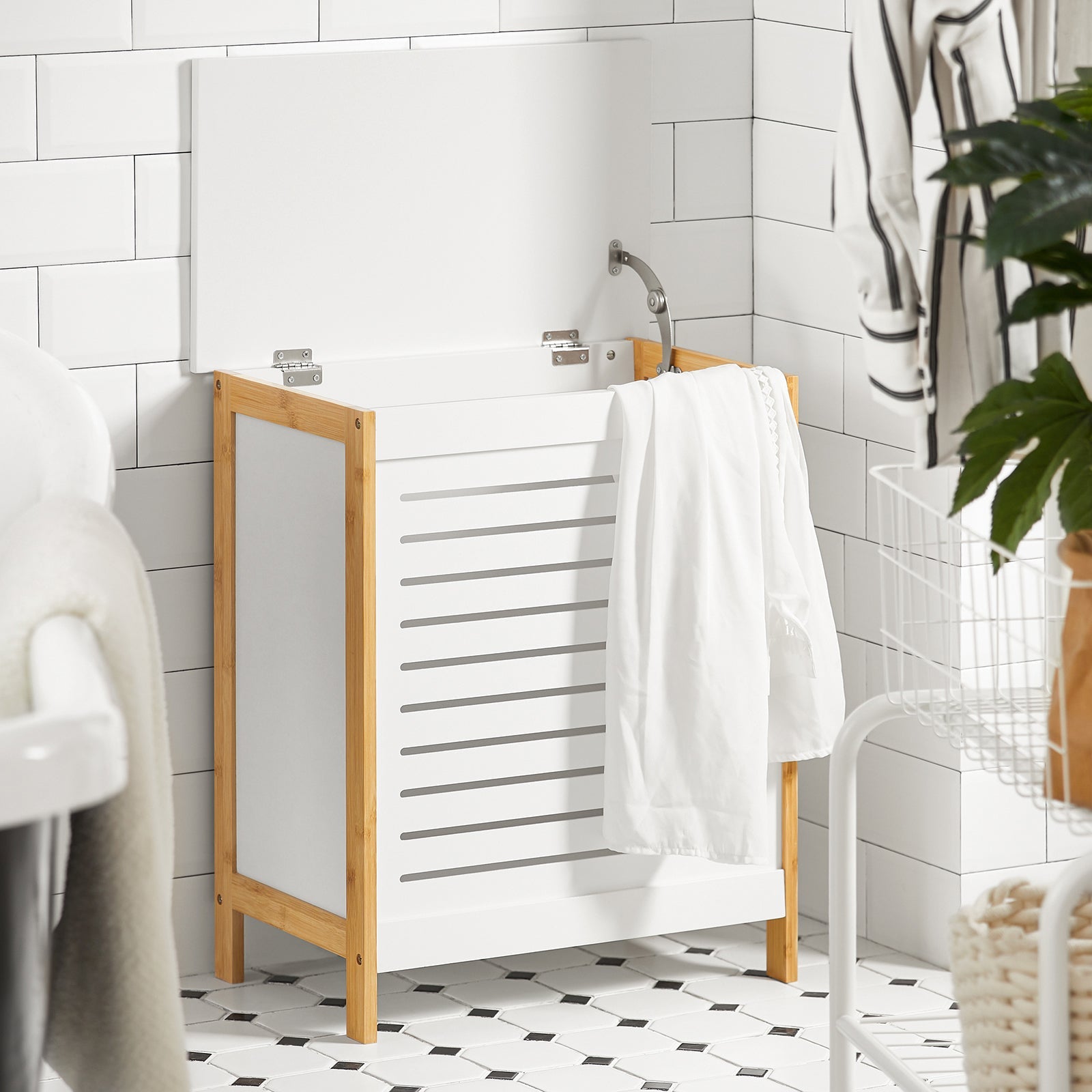  Cesto portabiancheria, Organizzazione lavanderia,bianco, FSS66-WN,IT