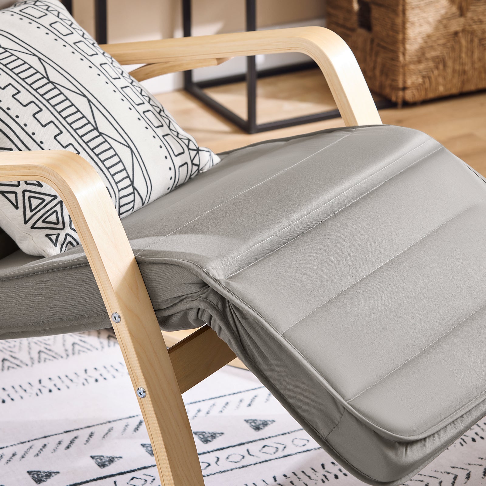 Sedia A Dondolo Poltrona Relax Poltroncina Poggia Gambe Regolabile Grigio FST16-DG