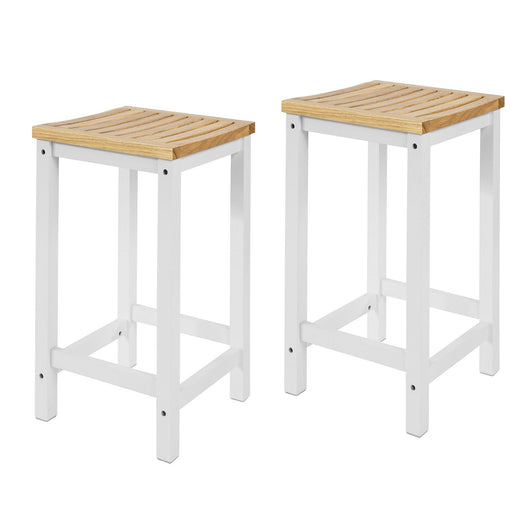 Set 2 SgabellI per Cucina Moderno SgabellI Legno massello Bianco Altezza 61 cm, Max Portata 100 kg Bianco FST29-WNX2