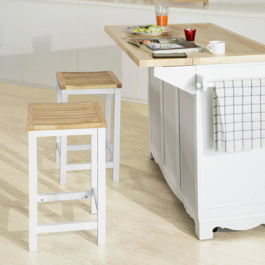 Set 2 SgabellI per Cucina Moderno SgabellI Legno massello Bianco Altezza 61 cm, Max Portata 100 kg Bianco FST29-WNX2